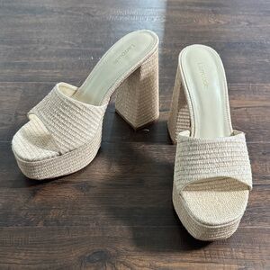 Larroude Beige Platform Heels 9.5